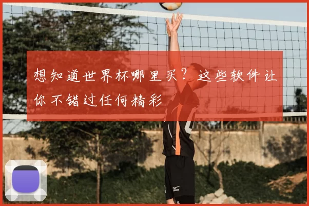 想知道世界杯哪里买?这些软件让你不错过任何精彩